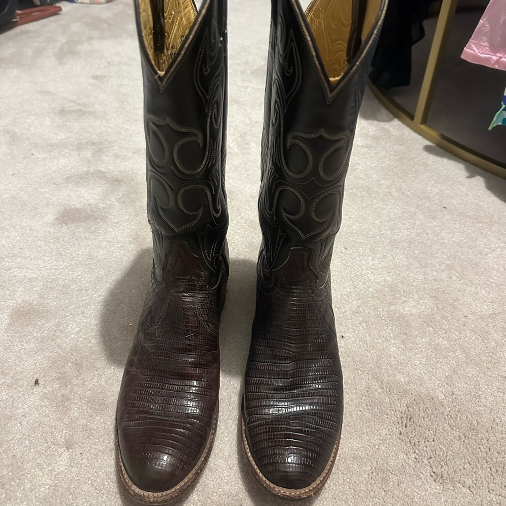 Tony Lama Brown exotic reptile Leather Cowboy Boots